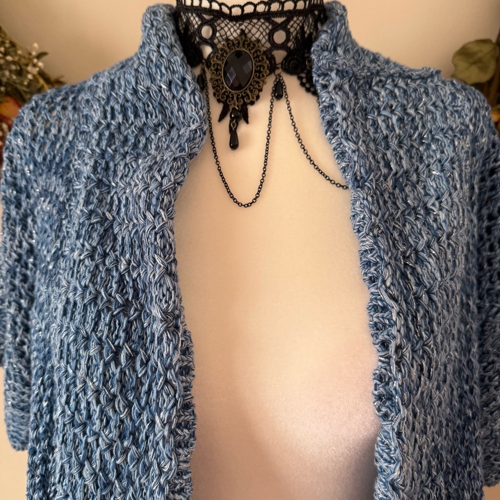 Ruby Rd. Boho/Fairycore Blue Short-Sleeve Cardigan - Picture 4 of 7
